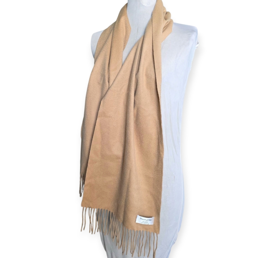 Preston & York 100% Cashmere Scarf, Tan - Picture 2 of 3